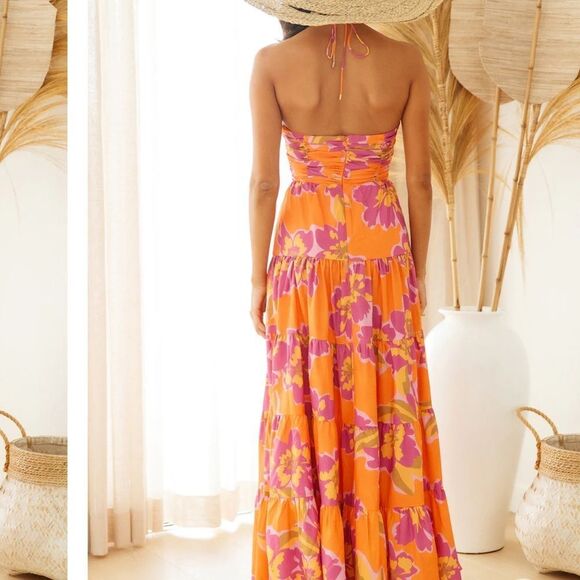 NWT Runway The Label Orchid Maxi Dress in Orange Floral Size XL - Picture 9 of 11